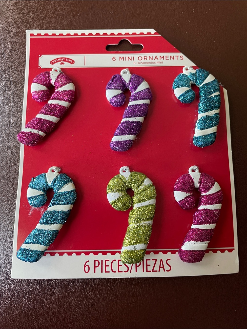 6 Holiday Time mini glitter candy canes